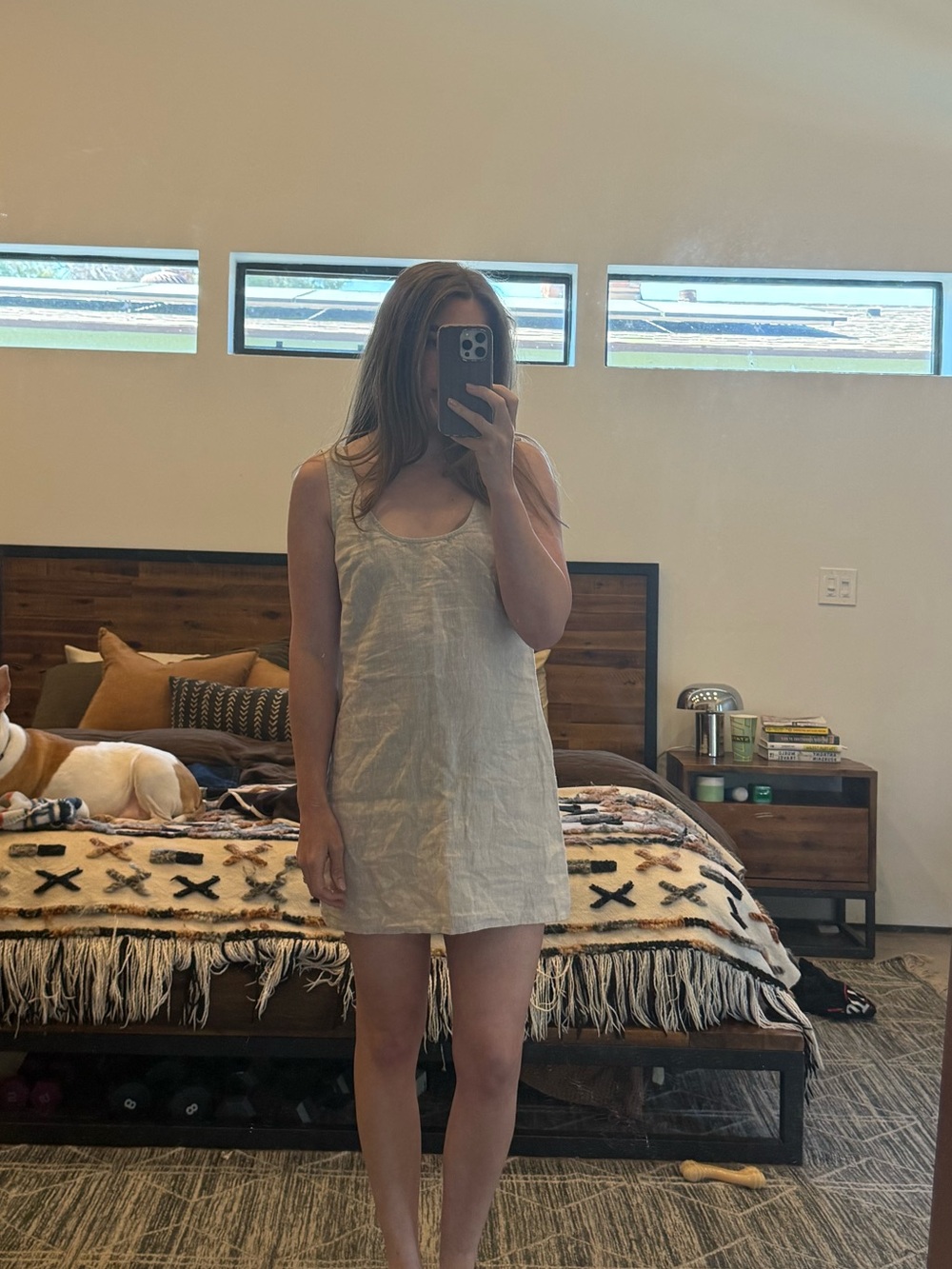 Reformation Natural Beige Linen Mini Dress